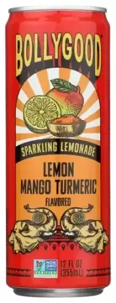 BOLLYGOOD 12 Fl Oz Sparkling Lemonade with Lemon, Mango & Turmeric