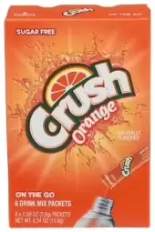 Crush Orange Powdered Drink Mix On The Go Drink Mix 0.09 Oz 6 Count Sugar Free