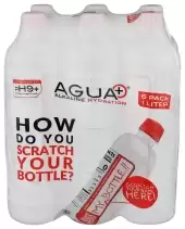Agua Plus Ph9+ Alkaline Water - 33.8 Fl Oz (1L) Bottle - Enhanced With Pink Mineral Sea Salt For Ele