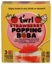 Twrl Strawberry Popping Boba For Bubble Tea - Cafe Style Bursting Juice-Filled Pearl Toppings At Hom
