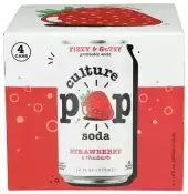 Culture Pop Probiotic Soda, Strawberry Rhubarb 4 Cans (12 Fl Oz Each)