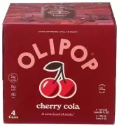 Olipop Prebiotic Soda, Cherry Cola 4 Cans (12 Fl Oz Each)