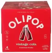 Olipop Prebiotic Soda, Vintage Cola 4 Cans (12 Fl Oz Each)