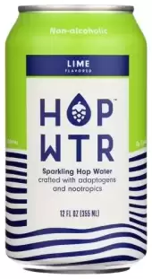Hop Wtr Non-Alcoholic Sparkling Hop Water, Lime 6 Cans (12 Fl Oz Each)