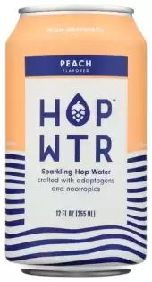 Hop Wtr Non-Alcoholic Sparkling Hop Water, Peach 6 Cans (12 Fl Oz Each)