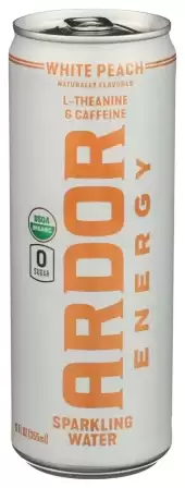 Ardor Organic, White Peach Sparkling Water, 12 Oz(Case Of 12)
