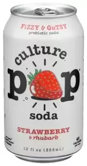 Culture Pop, Probiotic Soda Strawberry And Rhubarb, 12 Oz(Case Of 12)