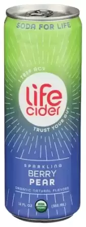 Life Cider, Sparkling Apple Cider Vinegar Beverage Berry Pear, 12 Oz (Case Of 12)