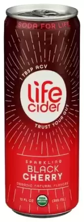Life Cider, Sparkling Apple Cider Vinegar Beverage Black Cherry, 12 Oz (Case Of 12)