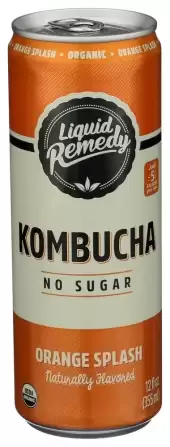 Liquid Remedy Kombucha Sugar Free Organic Drink, Low Calorie, Probiotic Like Tea For Gut Health - Or