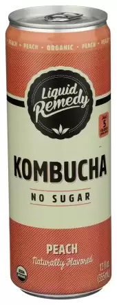 Liquid Remedy Kombucha Sugar Free Organic Drink, Low Calorie, Probiotic Like Tea For Gut Health - Pe