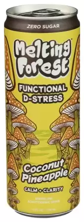 Melting Forest Mushroom D-Stress Sparkling Adaptogenic Drink Coconut Pineapple 12 Fl Oz