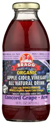 Bragg, Organic Apple Cider Vinegar Refreshers, Prebiotic, Concord Grape & Hibiscus, 16 Fl Oz (473 Ml