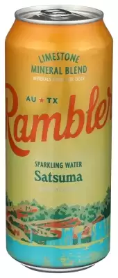 Autx Rambler Satsuma Sparkling Water, 16Oz Tallboy Cans, Texas Limestone Filtered Sparkling Water