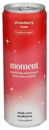 Moment Sparkling Adaptogens & Botanical Drink Strawberry Rose 11.5 Fl Oz