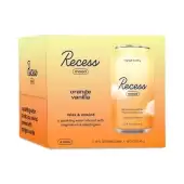Recess Magnesium Infused Sparkling Water, Orange Vanilla 4 Cans (12 Fl Oz Each)