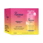 Recess Magnesium Infused Sparkling Water, Raspberry Lemon 4 Cans (12 Fl Oz Each)
