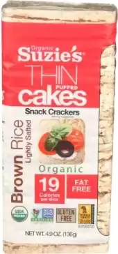 Suzie'S Thin Puffed Cakes Gluten Free Brown Rice Lightly Salted 4.9 Oz