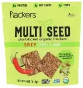 Flackers, Multi Seed, Plant-Based Organic Crackers, Spicy Chili Lime, 4 Oz (113 G)