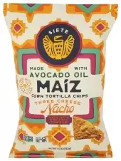 Siete Family Foods Three Cheese Nacho Maiz Tortilla Chips, 7.5 Ounce