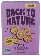 New Back To Nature Garlic & Herb Mini Seasoned Crackers, Non-Gmo, Vegan Friendly Plant-Based Snack C