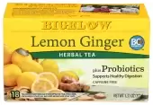 Bigelow Lemon Ginger Plus Probiotics Herbal Tea Bags - 18Ct