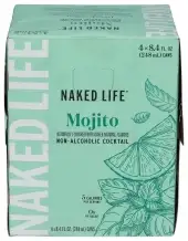 Naked Life Non-Alcoholic Drinks, Mojito, Zero Sugar, Low Calorie, Alcohol-Free Cocktails 4 Pack, 8.4