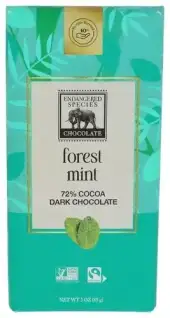 Endangered Species Chocolate 72% Cocoa Dark - Forest Mint 3 Oz Bars
