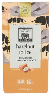 Endangered Species Chocolate 72% Cocoa Dark - Hazelnut Toffee 3 Oz Bars