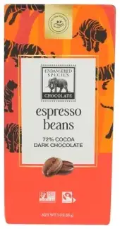 Endangered Species , Dark Chocolate Bars Espresso Beans, 3 Oz (Case Of 12)