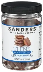 Sanders , Milk Chocolate Sea Salt Caramel Thins, 18 Oz (Case Of 6)