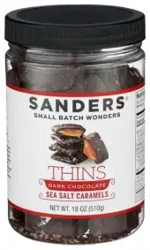 Sanders , Milk Chocolate Sea Salt Caramel Thins Tub, 18 Oz (Case Of 6)