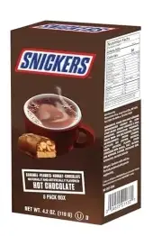 Mars Snickers Milk Chocolate Caramel Peanut & Nougat Flavored Hot Cocoa Sticks - 6 Count 4.2 Oz