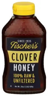 Fischers Honey Fischer S Honey Clover Honey 24Oz 100% Pure Raw And Unfiltered 24 Oz Squeeze Bottle