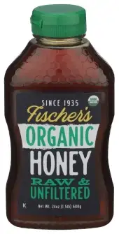 Fischers Honey Organic 24Oz Honey Usda Certified Organic Local Raw And Unfiltered Squeeze Bottle Glu