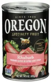 Oregon Fruit Rhubarb Slices In Extra Light Syrup 14.6 Oz Can