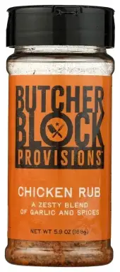 Butcher Block Provisions Chicken Rub 5.9 Oz Flip Top Lid- Sift And Pour