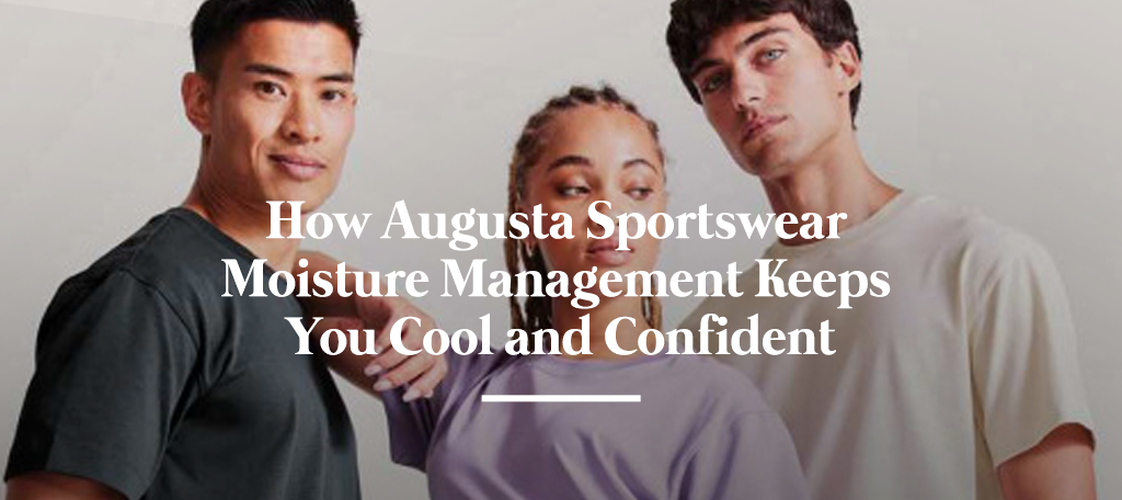 Athletes wearing Augusta Sportswear moisture management apparel showing sweat-wicking performance fabric under sunlight.