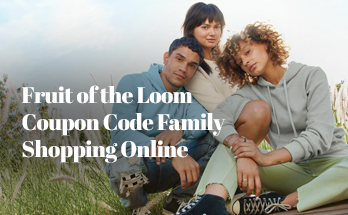 Happy family using a Fruit of the Loom coupon code for 25% off during an online clothing sale